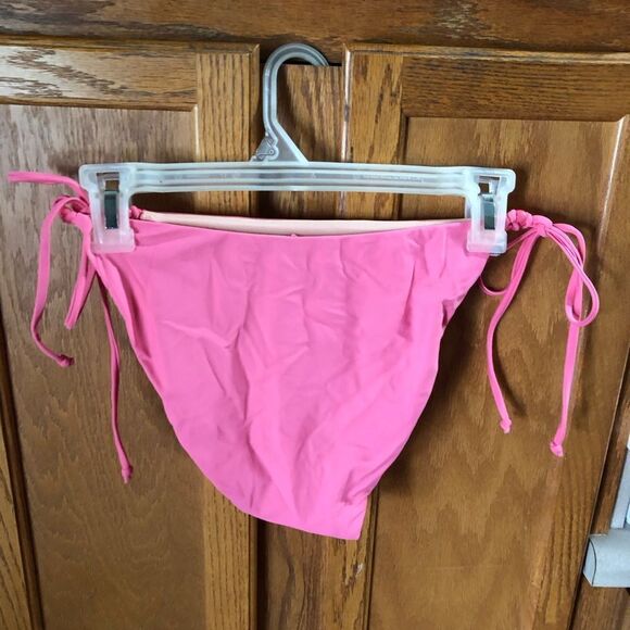 J Crew Pink Curved Waist Cheeky String Bikini Bottom w/Beads - L - Picture 8 of 10